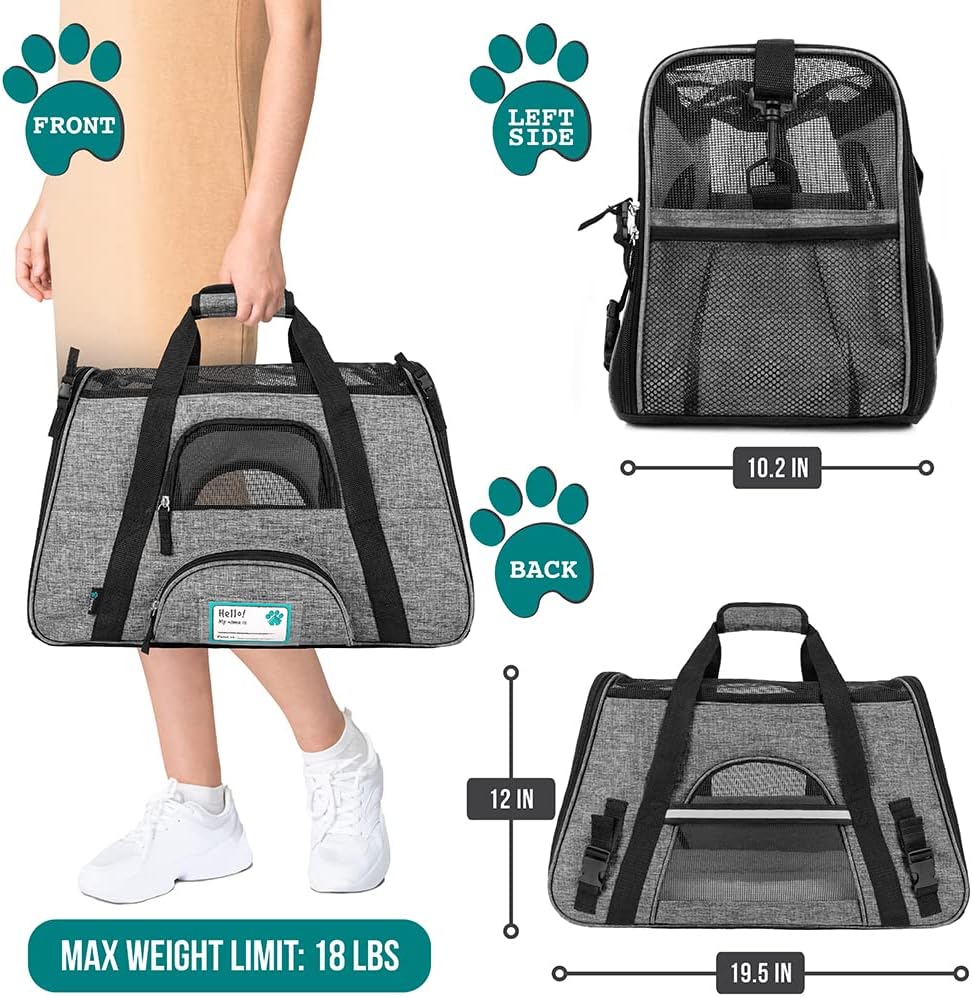 PetAmi Airline Approved Pet Carrier for Cat, Soft Sided Dog Carrier for Small Dog, Cat Travel