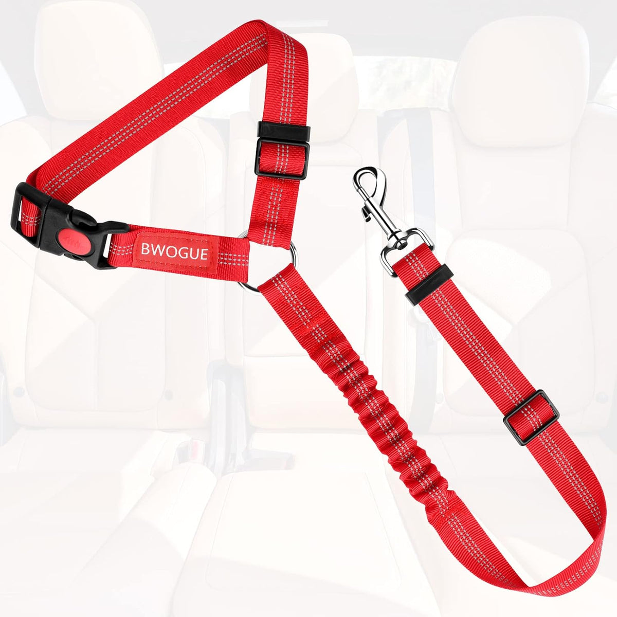 BWOGUE Pet Dog Cat Seat Belts, Car Headrest Restraint Adjustable Safety Leads Vehicle Seatbelt