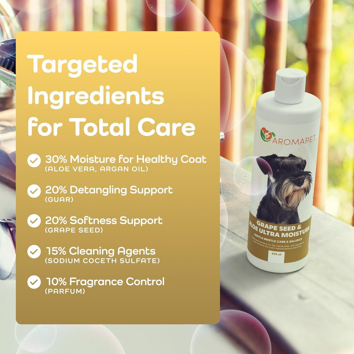 Grape Seed & Aloe Ultra Moisture for Coarse Coats Dog Shampoo - Deodorizing. Great for Schnauzer &