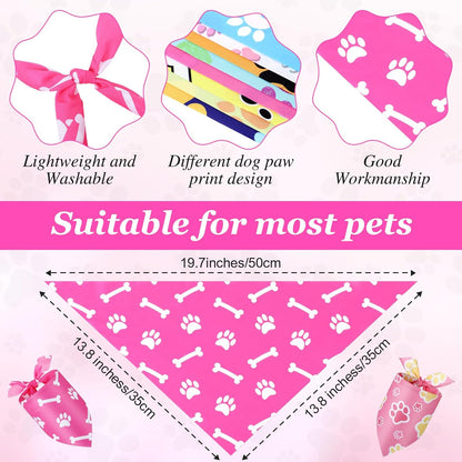 Abbylike 50 Pcs Paw Print Dog Bandanas Bulk Cute Footprint Bandanas for Dogs Triangle Kerchief Bib