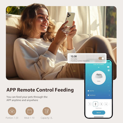 Automatic Cat Feeder, 5G WiFi Cat Food Dispenser with APP Remote Control, Pet Dry Food Smart