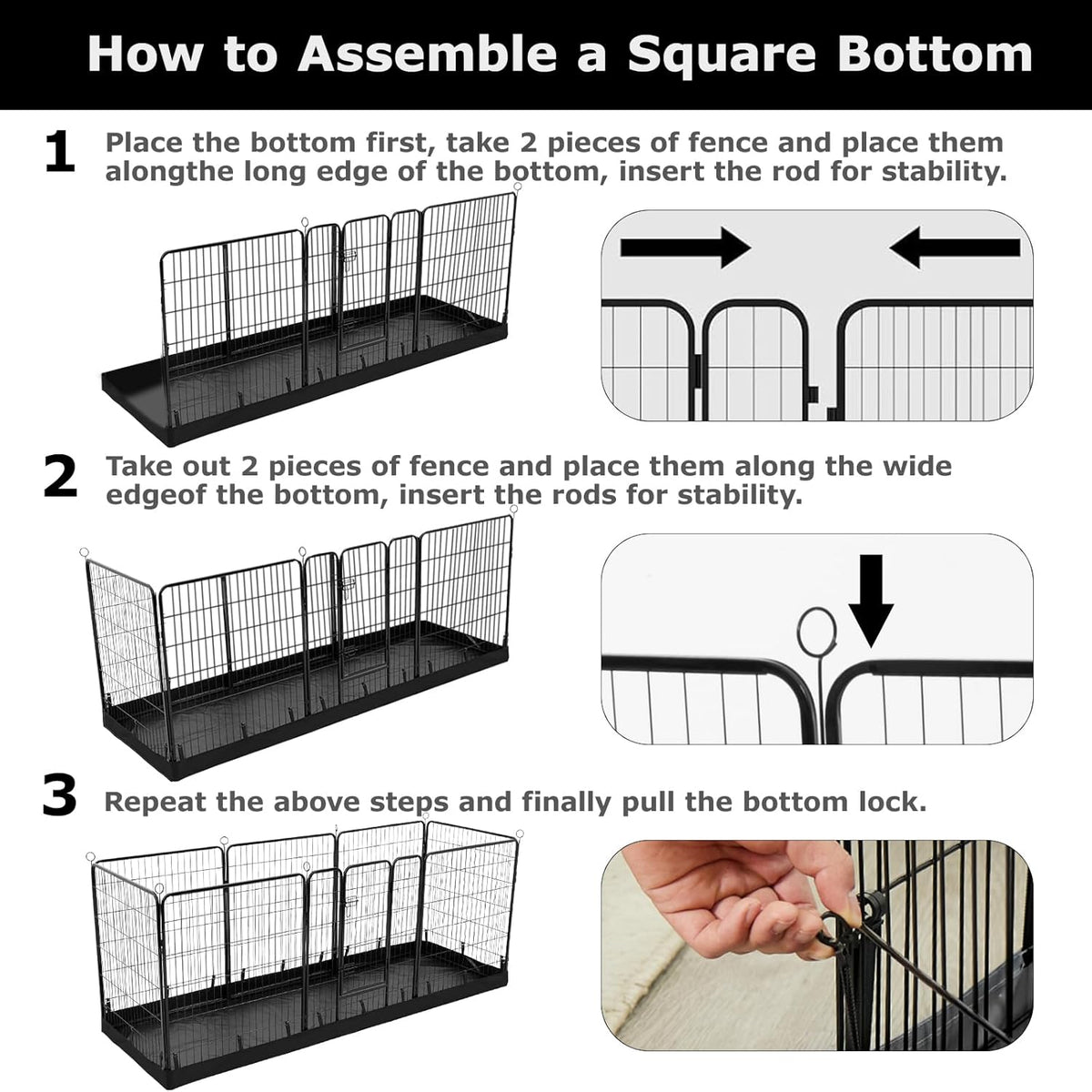 PJYuCien Rectangle Dog Playpen Bottom Pad - Fits 8 Panels 32"" Width Metal Dog Playpen -32""x96""