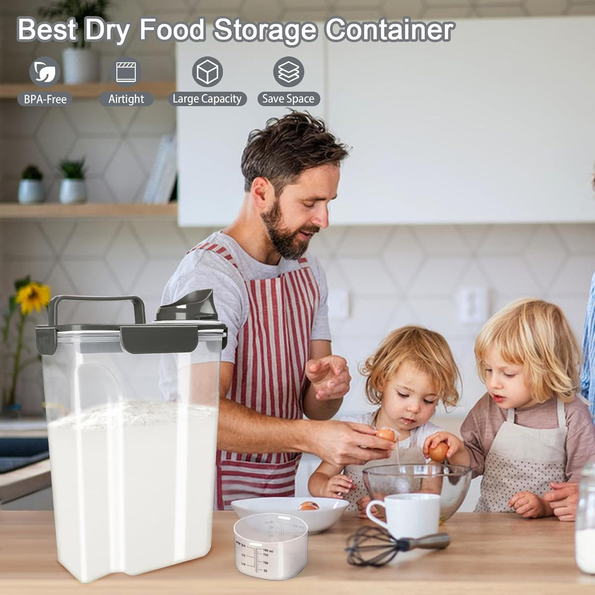 Rice Container, Airtight Rice Storage Container 10lb, Cereal Containers Storage, BPA Free Food