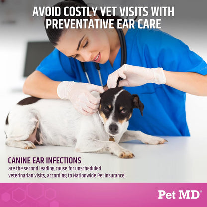 Pet MD Otic Clean Dog Ear Cleaner for Cats and Dogs - Effective Against Infections, Itching, and