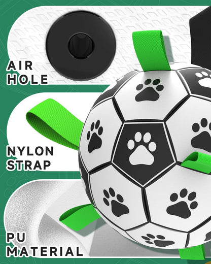 QDAN Soccer Ball with Straps - Durable Giant Dogs Balls, Outdoor, Herding, Floating, Birthday (10