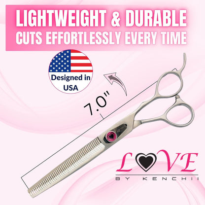 Kenchii Love Dog Grooming Scissors, 46 Tooth Thinning Shears, Dog Scissors for Grooming