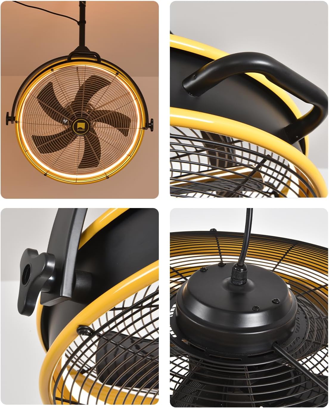 Orison 24.8'' Outdoor/Indoor Garage Ceiling Fan, 6 Speed Ceiling Mounted Plug-In Cord Garage Fan