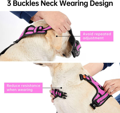 IVY&LANE No Pull Dog Harness for Large Dogs, Dog Vest Harness with Leash, Safety Belt and Storage