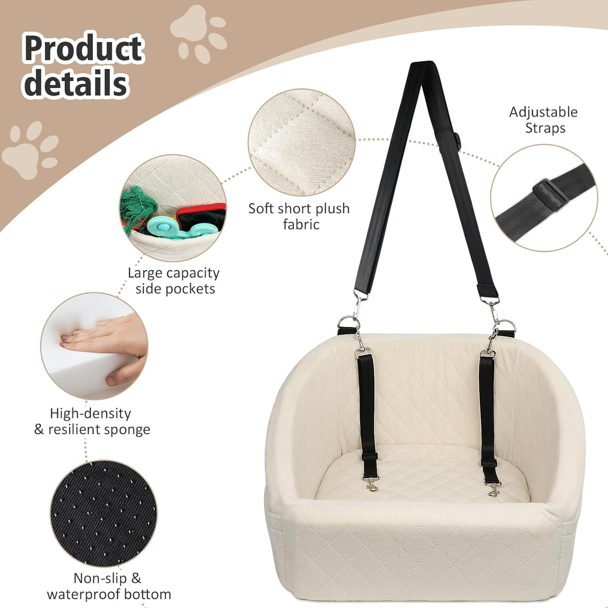 Dog Car Seat for Small Medium Dogs,Detachable Washable Dog Booster Seat Under 30lbs, Pet Car Seat