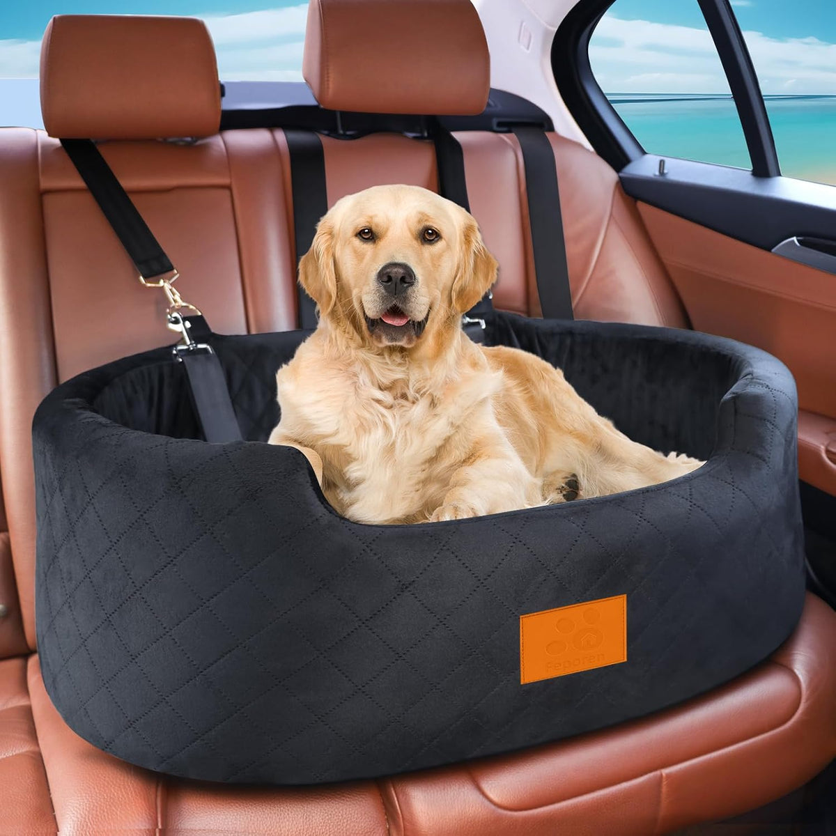 Dog Car Seat for Medium Dogs Up to 50 lbs, Pet Booster Seat for Cars SUVs and Trucks, Travel Dog