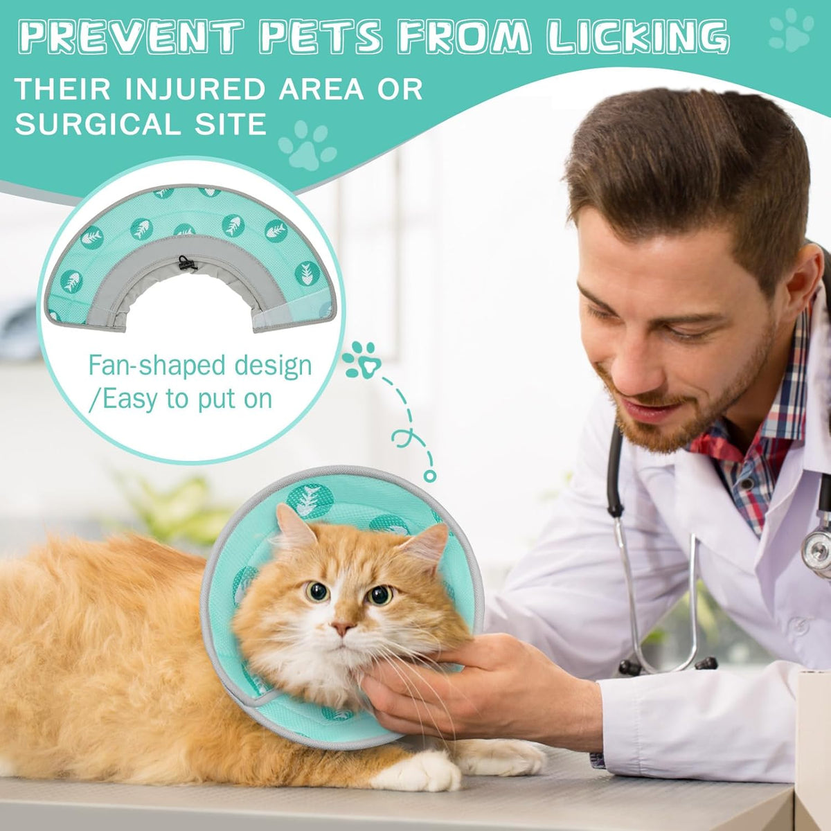 Cat Cone Collar Soft to Stop Licking After Surgery Cat Recovery Collar for Small Large Cats