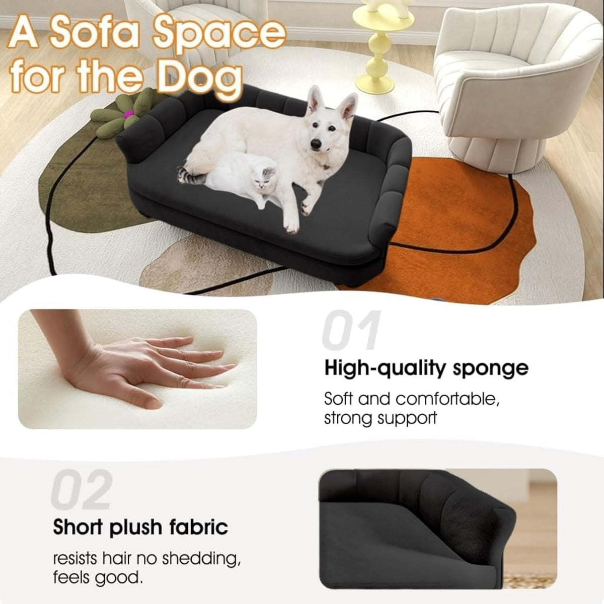 Dog Couch Sofa Bed, Comfortable Pet Sofa for Large and Medium Dogs, Soft Velvet Cushion, Durable