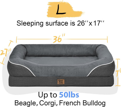 Large Orthopedic Dog Bed Washable - XL Dog Couch Sofa - Four Sides Dogs Beds Waterproof Non-Slip