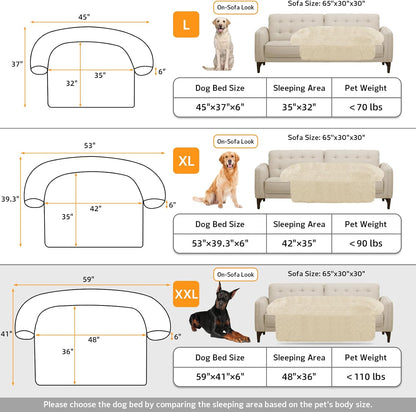 GGIB Calming Dog Bed Fluffy Plush Dog Mat for Furniture Protector with Removable Washable Cover for