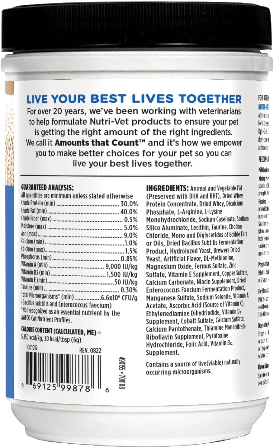 Nutri-Vet Milk Replacer For Kittens, Powdered Milk, Kitten Essentials, Cat Care, Veterinarian