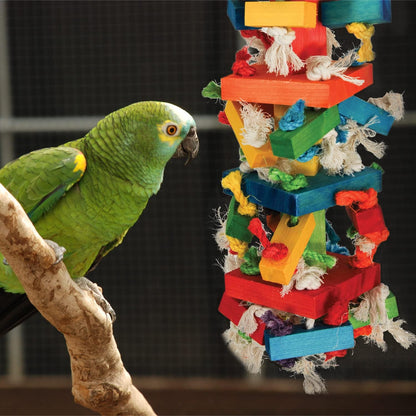 Featherland Paradise Knots N Blocks Bird Toy, Bird Toys, for Parrots, Cockatoos, Macaws, Very Large