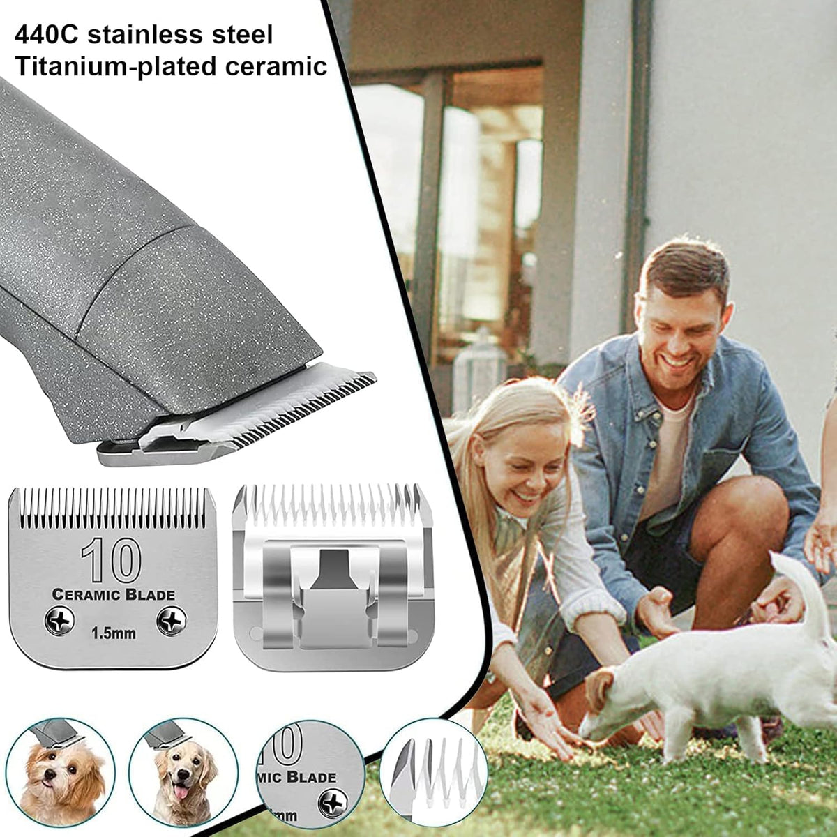Dog Grooming Clipper Replacement Blades Compatible with Andis Pet Clipper/Oster A5/Wahl KM Series