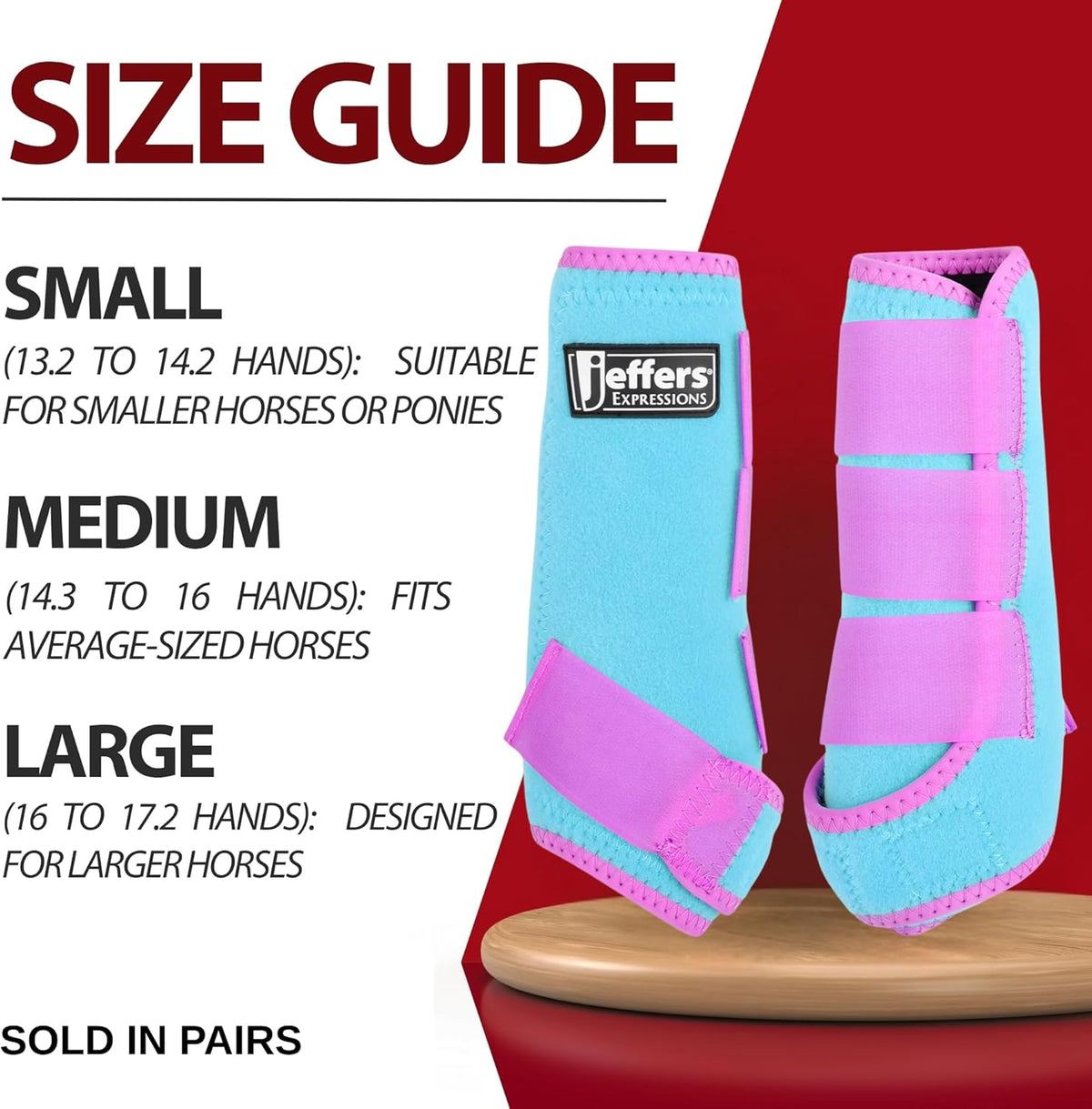 Jeffers Equine Neon Horse Boots – 1 Pair – Turquoise & Purple – Medium Size – Breathable Neoprene