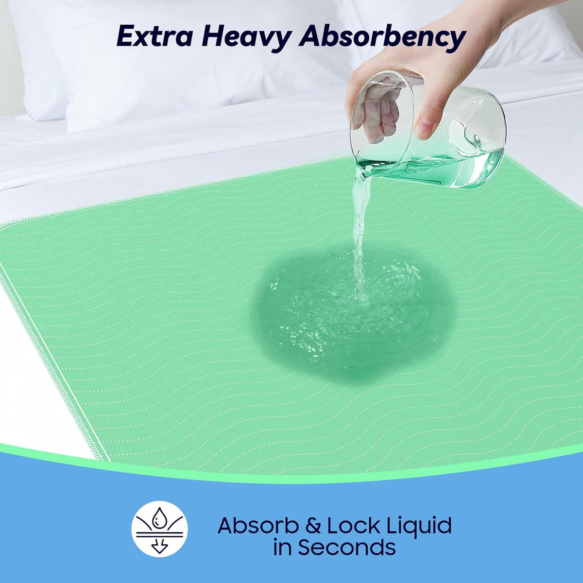 4 Pack 36” x 36” Extra Heavy Absorbency Washable Underpads, Waterproof Quick Drying Nursing Pads