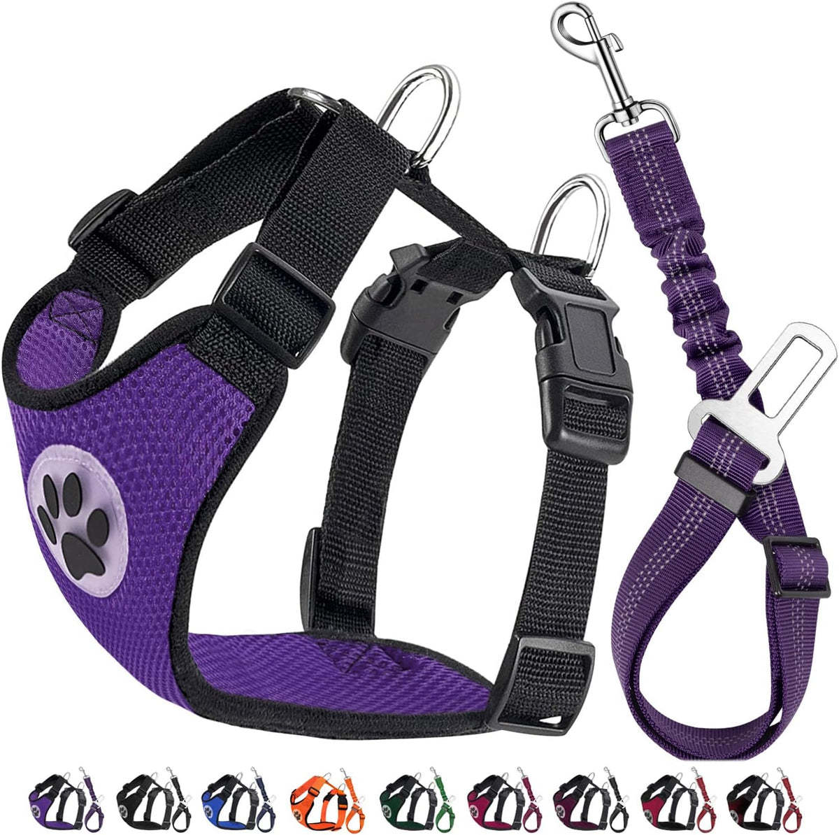 Lukovee Dog Seat Belt for Car, Adjustable Dog Car Harness for Large Medium Small Dogs, Soft Padded
