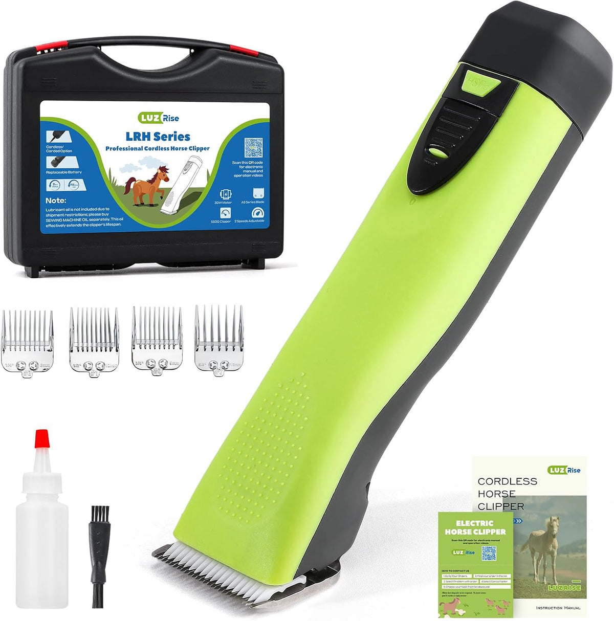Cordless Horse Clippers, Professional Pet Grooming Clippers, 2 Speed Pet Trimmer with 4 Magnetic
