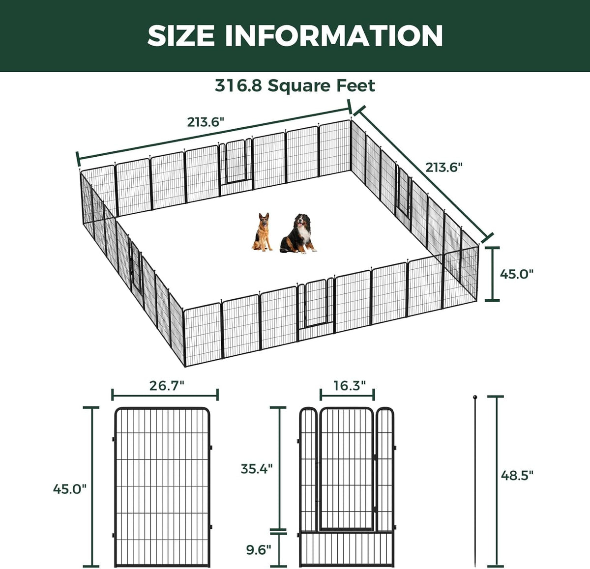 FXW Rollick Unleashed Dog Playpen for Indoor, Yard, RV Camping, 45 inch 32 Panels for Large Dogs