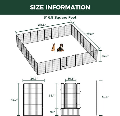 FXW Rollick Unleashed Dog Playpen for Indoor, Yard, RV Camping, 45 inch 32 Panels for Large Dogs
