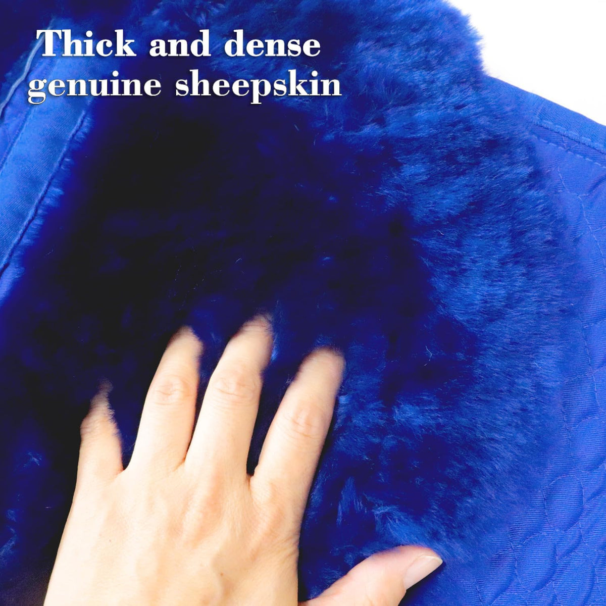 Woolous Dressage Saddle Pad, English Saddle Pad with Sheepskin Trim, Lambskin Wool Fleece Lining