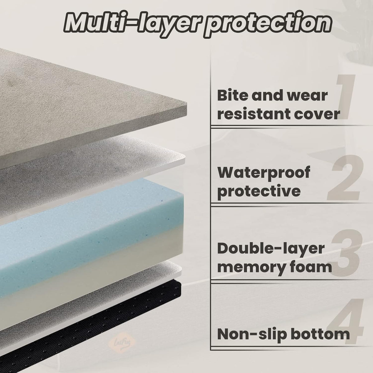 Laifug Orthopedic Memory Foam Dog Bed Extra Large Dog Bed with Pillow and Durable Water Proof Liner