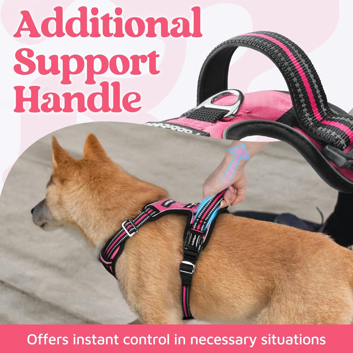rabbitgoo Dog Harness Small Sized, No Pull Dog Vest with 3 Buckles, Adjustable Soft Padded Pet