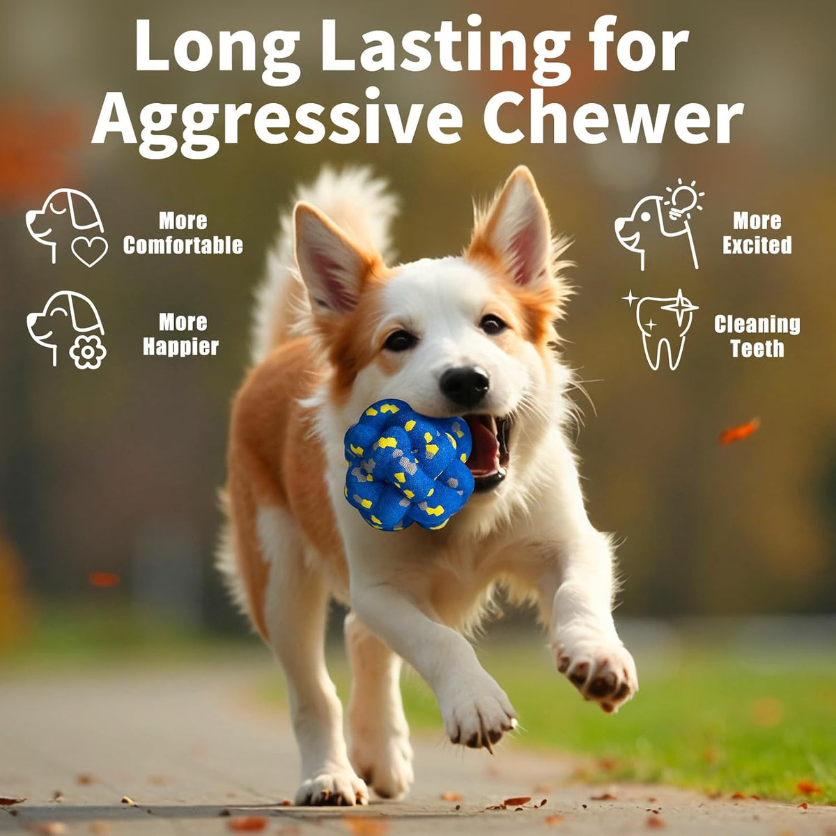 Upgrade Dog Balls Interactive Toys for Aggressive Chewers, Indestructible Tennis Durable Bouncy for