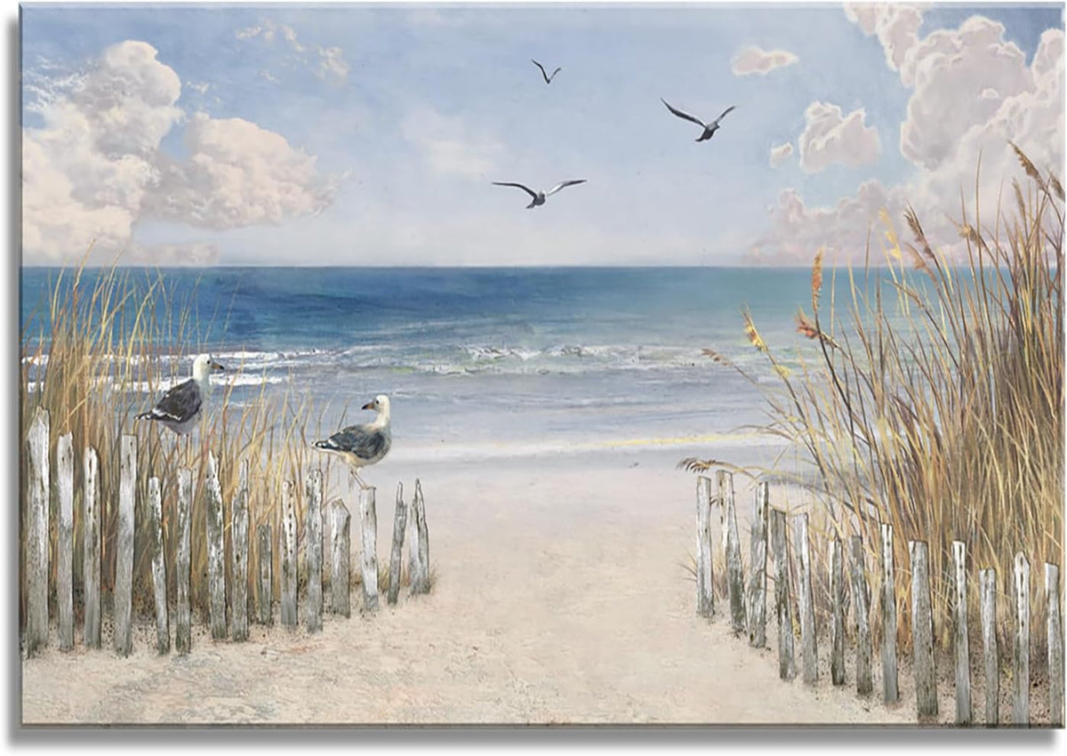 XXMWallArt FC3781 Sandy Beach Wall Art Canvas Print Wall Art Seascape Blue Print Home Decor