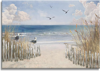 XXMWallArt FC3781 Sandy Beach Wall Art Canvas Print Wall Art Seascape Blue Print Home Decor