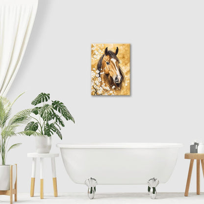 Horse Wall Art Canvas Rustic Horse Wall Decor Prints Framed Painting Farmhouse Flower Pictures