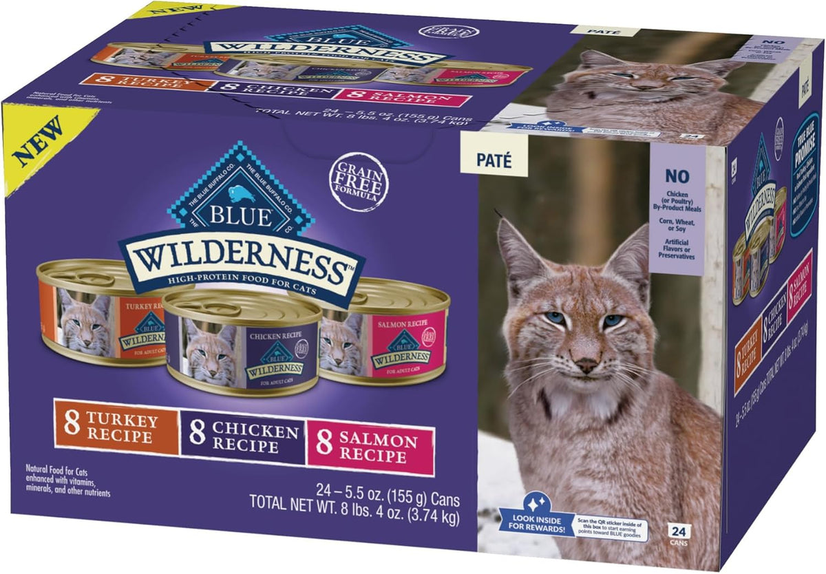 Blue Buffalo Wilderness High Protein, Natural Adult Pate Wet Cat Food Variety Pack, Chicken