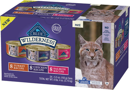 Blue Buffalo Wilderness High Protein, Natural Adult Pate Wet Cat Food Variety Pack, Chicken