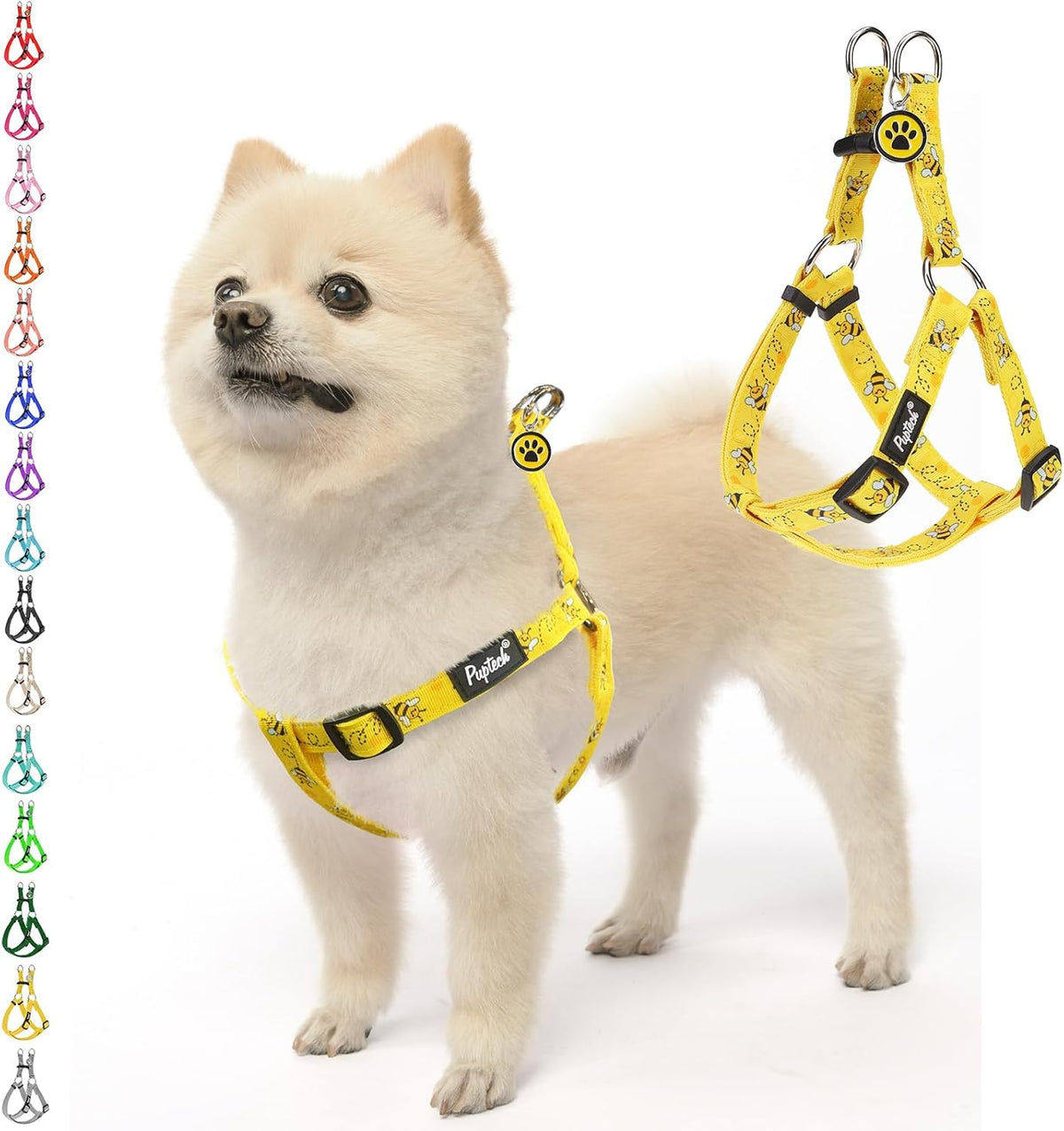 PUPTECK No Pull Dog Harness Soft Adjustable Basic Nylon Step in Puppy Vest Outdoor Walking with ID