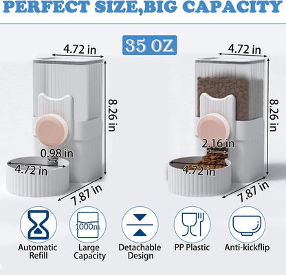 kathson Rabbit Gravity Auto Feeder Set 35oz Hanging Automatic Food Water Dispenser Cage Automatic
