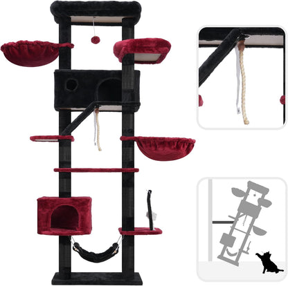 Gothic Cat Tree for Large Cats, 78.7"(200cm) Tall Cat Tower for Indoor Cats Multiple Cats with