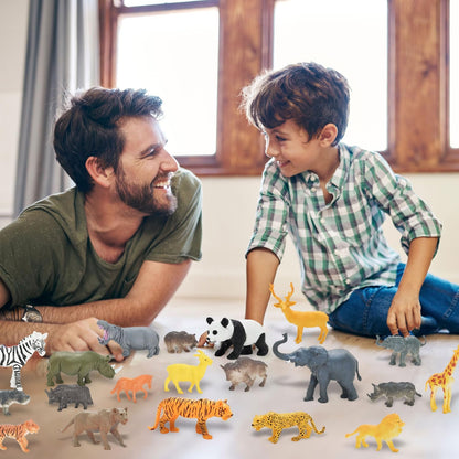 24Pcs Safari & Zoo Animals Figures, Realistic Plastic Animal Toys Set for Kids 1 2 3, Lion