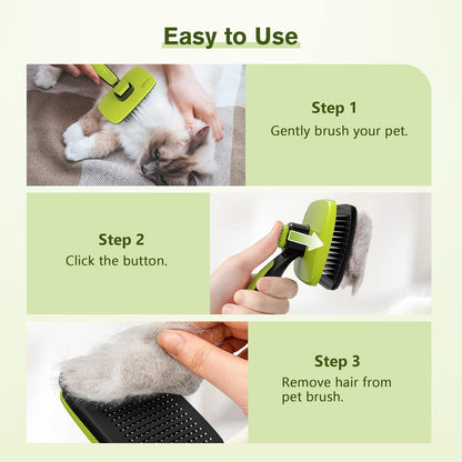 Pecute Self-Cleaning Slicker Brush for Dogs, Cats, Lightweight Dog Brush for Shedding Massaging