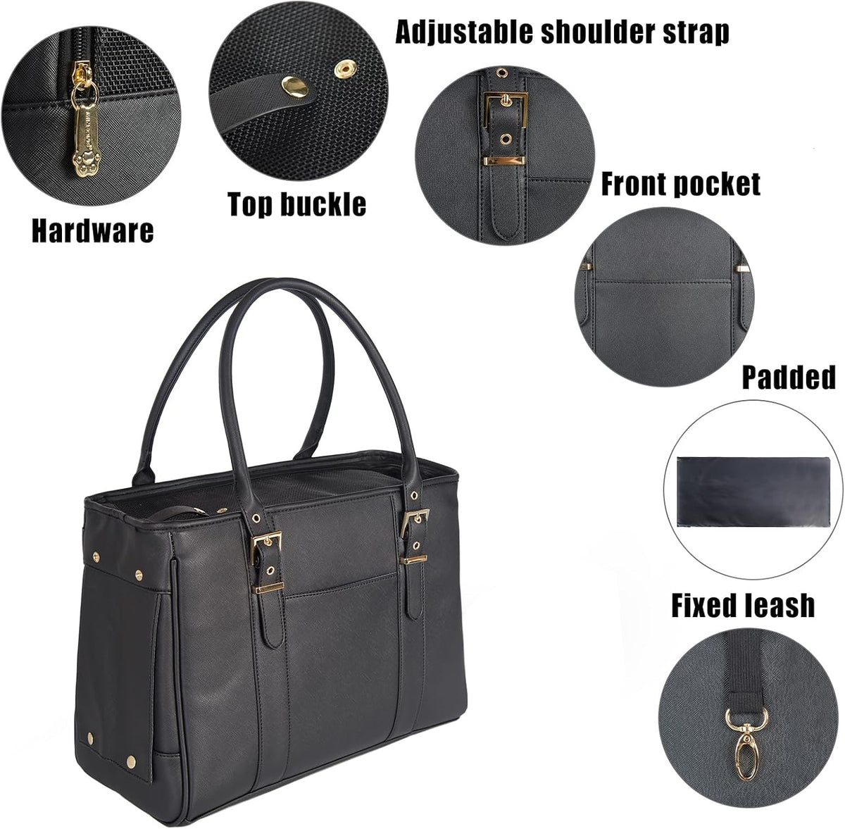 Fashion Pet Carrier Dog Purse Cat Bag Soft-Sided Carriers Travel Airline Approved, Stylish Leather