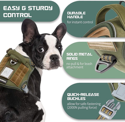 BUMBIN Tactical Dog Harness for Small Dogs No Pull, Famous TIK Tok No Pull Puppy Harness, Fit Smart