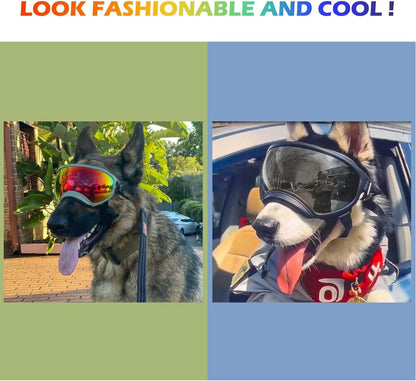 Medium Dog Sunglasses with Adjustable Strap UV Protection, Winproof Dog Puppy Sunglasses, Suitable