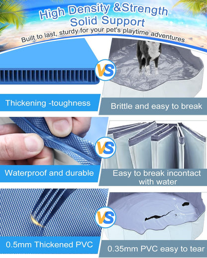 Dog Pool for Small Dogs, Plastic Pool for Dogs, Dog Bathtub Portable, Foldable Pool for Dogs