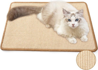 FUKUMARU Cat Scratcher Mat, 23.6 X 15.7 Inch Natural Sisal Cat Scratch Mats, Horizontal Cat Floor