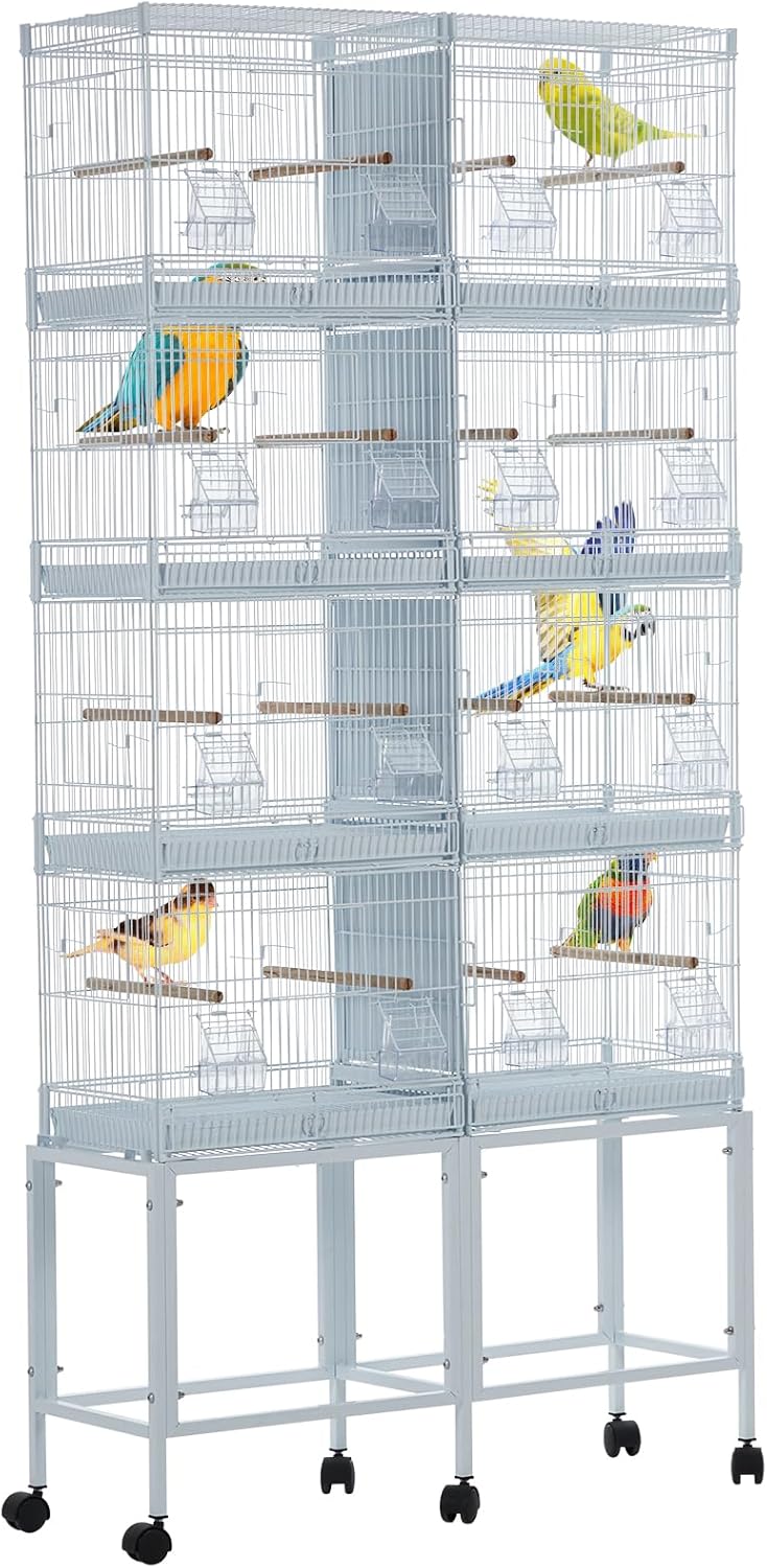 Lot-4 Breeding Bird Cage, Parrot Cage, Stackable Center Divided Breeder,Seperate Removable Tray