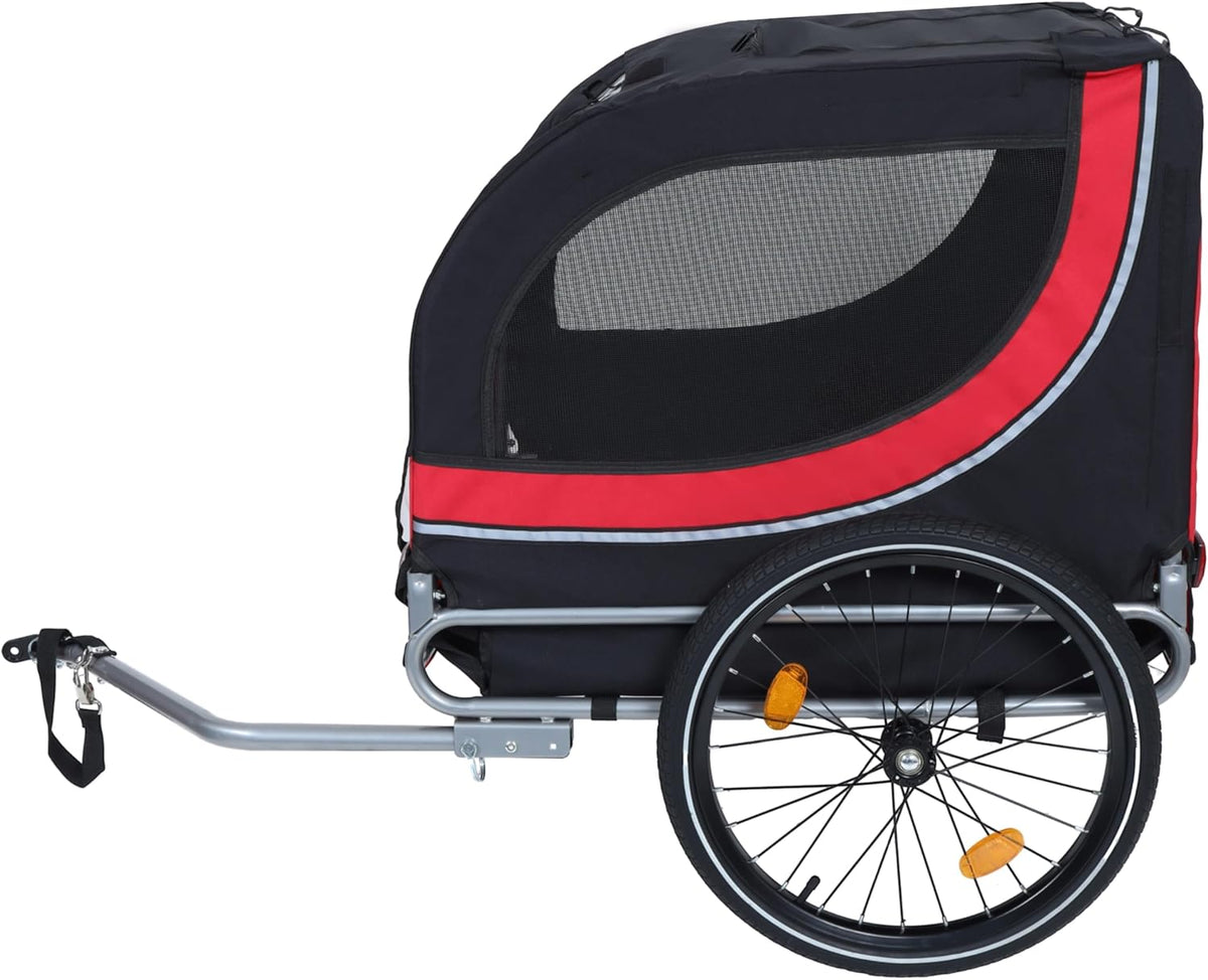 Blue-Grey Large Folding Bike Trailer for Dogs – Heavy-Duty Steel Frame, 66LB Capacity Pet Carrier