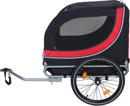 Blue-Grey Large Folding Bike Trailer for Dogs – Heavy-Duty Steel Frame, 66LB Capacity Pet Carrier
