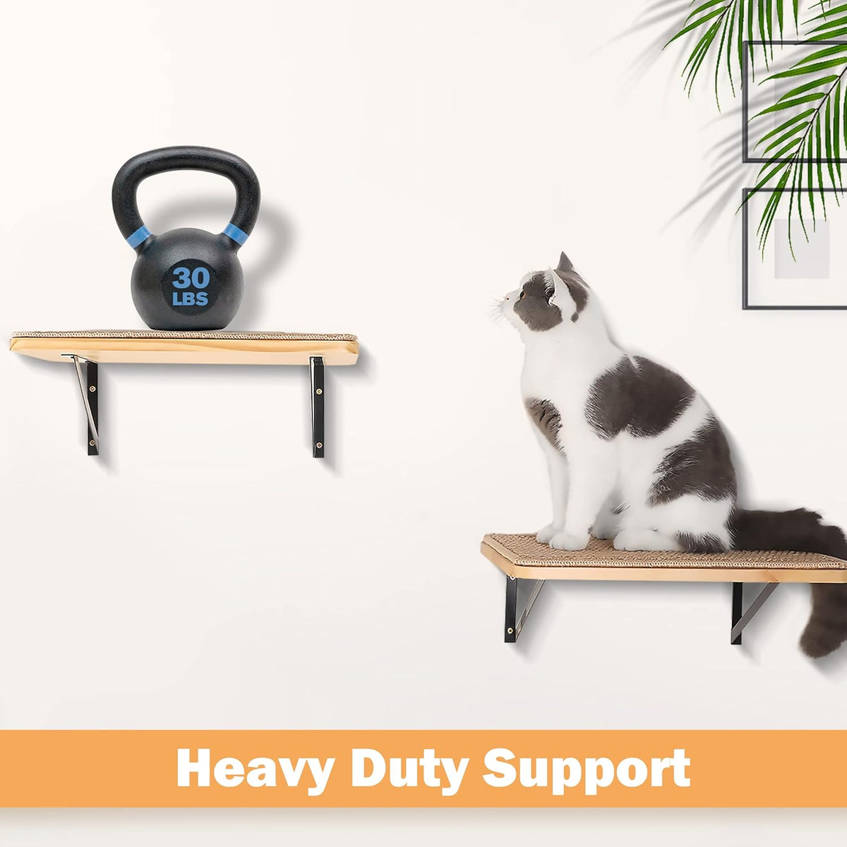 Cat Floating Wall Shelf with Scratching Mat, 1PC 9.7X16.6 Inch Large 1 Inch Thick Wood Cat Window